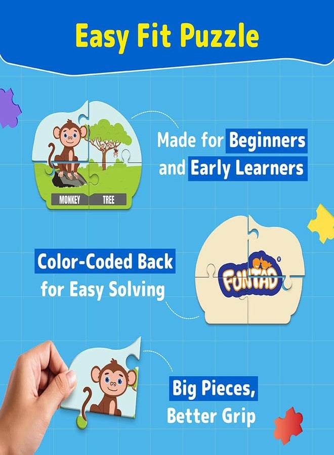 Funtad Kids Puzzleup Learn Animal Homes,10-In-1 Entry Level Puzzle,45 Big Size Jigsaw Pieces,Montessori Educational Toy To Improve Memory & Unlock New Words,Gift For Boys & Girls Age 3,4 & 5 Yrs - Image 4